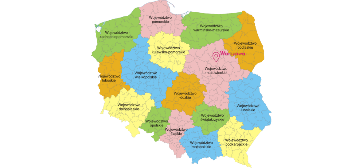 Mapa Polski z dostępnymi miastami Heart Lines